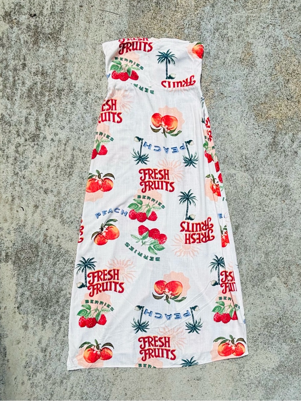 🫐Paper Heart🍓strapless fruit print maxiii dress
